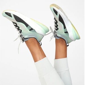 Fabletics White Gray Mint Green Cheviot Performance Sneakers Size 7.5